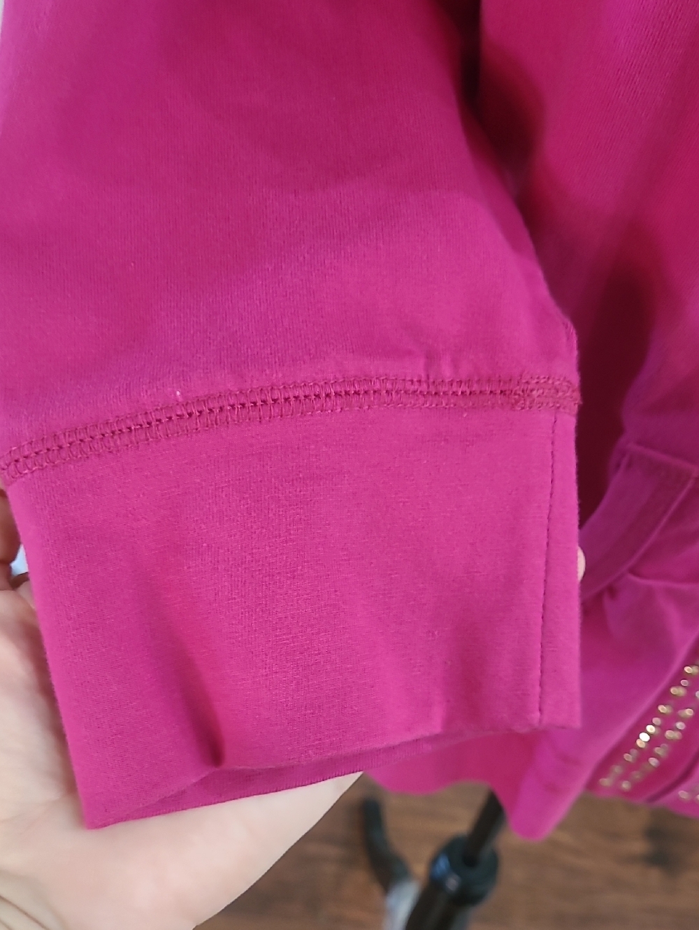 Oleg Cassini Sport Hot Pink Stud-Trim Hoodie Jacket Size Small - Picture 3 of 9